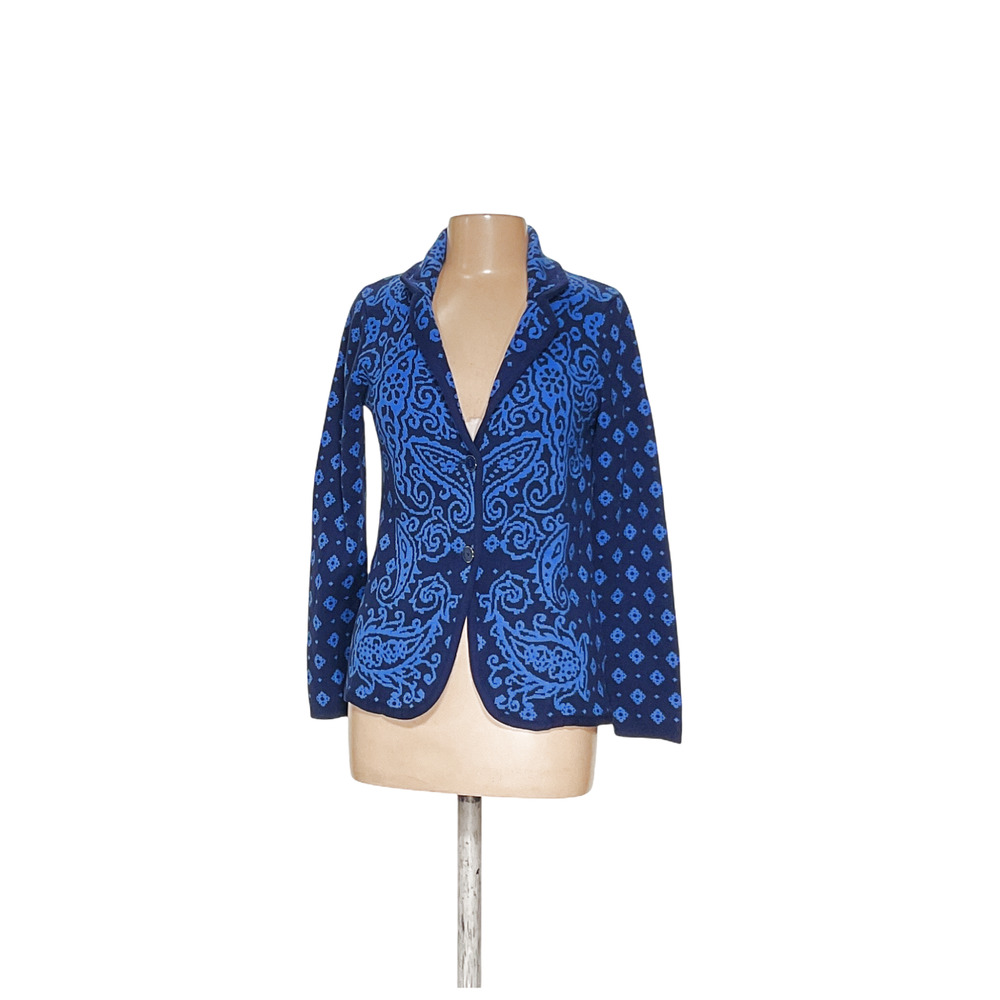 Isaac Mizrahi Blue Patterned Women's Jacket
